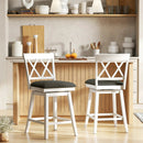Set of 2 Swivel Bar Stools Counter Height Barstools with Backrest Upholstered Seat Cushion by LJGDeals