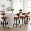 Set of 2 Swivel Barstools Faux Leather with Upholstered Seat and Back by LJGDeals