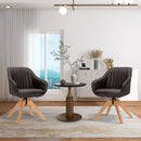 Modern Leathaire Set of 2 Swivel Accent Chair with Beech Wood Legs by LJGDeals