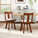 Set of 2 Swivel Dining Room Chairs with Rubber Wood Frame-Walnut by DirectDeals