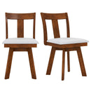 Set of 2 Swivel Dining Room Chairs with Rubber Wood Frame-Walnut by DirectDeals