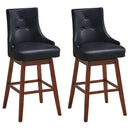 2 Pieces 29 Inch Pub Height Swivel Upholstered Bar Stools with Wood Legs-29 inches by LJGDeals