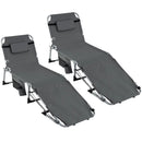 Set of 2 Tanning Chairs with Face Arm Holes Portable with 4-Level Backrest by LJGDeals