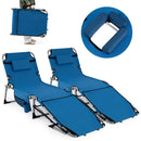 Set of 2 Tanning Chairs with Face Arm Holes Portable with 4-Level Backrest by LJGDeals