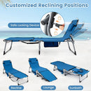 Set of 2 Tanning Chairs with Face Arm Holes Portable with 4-Level Backrest by LJGDeals