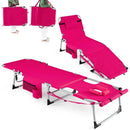 Set of 2 Tanning Chairs with Face Arm Holes Portable with 4-Level Backrest by LJGDeals