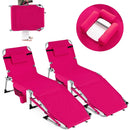 Set of 2 Tanning Chairs with Face Arm Holes Portable with 4-Level Backrest by LJGDeals
