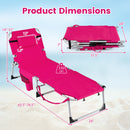 Set of 2 Tanning Chairs with Face Arm Holes Portable with 4-Level Backrest