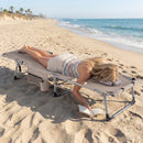 Set of 2 Tanning Chairs with Face Arm Holes Portable with 4-Level Backrest