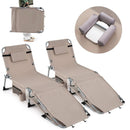 Set of 2 Tanning Chairs with Face Arm Holes Portable with 4-Level Backrest by LJGDeals