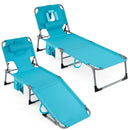 Set of 2 Tanning Chair Portable Chaise Lounge Chair with 4-Position Adjustable Backrest by LJGDeals