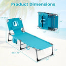 Set of 2 Tanning Chair Portable Chaise Lounge Chair with 4-Position Adjustable Backrest by LJGDeals