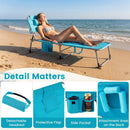 Set of 2 Tanning Chair Portable Chaise Lounge Chair with 4-Position Adjustable Backrest by LJGDeals