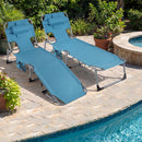 Set of 2 Tanning Chair Portable Chaise Lounge Chair with 4-Position Adjustable Backrest
