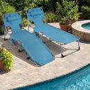 Set of 2 Tanning Chair Portable Chaise Lounge Chair with 4-Position Adjustable Backrest by LJGDeals