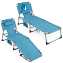 Set of 2 Tanning Chair Portable Chaise Lounge Chair with 4-Position Adjustable Backrest by LJGDeals