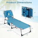 Set of 2 Tanning Chair Portable Chaise Lounge Chair with 4-Position Adjustable Backrest