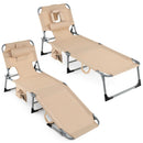 Adjustable Tanning Chaise Lounge Set of 2 with Face Hole by LJGDeals