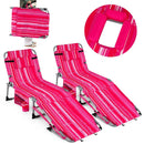 Set of 2 Tanning Chairs with Face Arm Holes Portable with 4-Level Backrest by LJGDeals