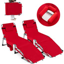 Set of 2 Tanning Chairs with Face Arm Holes Portable with 4-Level Backrest by LJGDeals