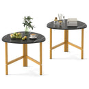 Set of 2 Triangle Coffee Table Oval with Metal Legs by LJGDeals
