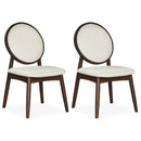 Set of 2 Upholstered Linen Fabric Kitchen Side Chairs with Padded Seat by LJGDeals