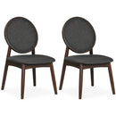 Set of 2 Upholstered Linen Fabric Kitchen Side Chairs with Padded Seat by LJGDeals