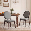 Set of 2 Upholstered Linen Fabric Kitchen Side Chairs with Padded Seat