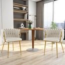 Set of 2 Upholstered Dining Chair w/ Curved Backrest and Metal Tubes