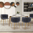 Set of 2 Upholstered Dining Chair w/ Curved Backrest and Metal Tubes by LJGDeals