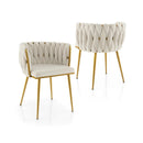 Set of 2 Upholstered Dining Chair w/ Curved Backrest and Metal Tubes by LJGDeals