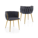 Set of 2 Upholstered Dining Chair w/ Curved Backrest and Metal Tubes by LJGDeals