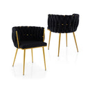 Set of 2 Upholstered Dining Chair w/ Curved Backrest and Metal Tubes by LJGDeals