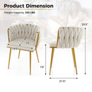 Set of 2 Upholstered Dining Chair w/ Curved Backrest and Metal Tubes