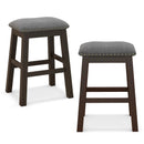 2 Piece 24.5 Inch Counter Height Bar Stool Set with Padded Seat-Gray by LJGDeals