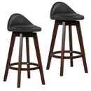 2 Pieces Cushioned Swivel Bar Stool Set with Low Back-Black by LJGDeals
