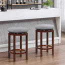 2 Pieces 26 Inch Counter Height Swivel Stool Set with Padded Cushion-Gray by LJGDeals