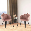 Modern Velvet Dining Chair with Metal Base and Petal Backrest by LJGDeals