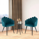 Modern Velvet Dining Chair with Metal Base and Petal Backrest by LJGDeals