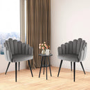 Modern Velvet Dining Chair with Metal Base and Petal Backrest by LJGDeals