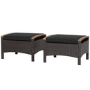 Wicker Patio Ottoman Set of 2 with Cushion