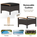 Wicker Patio Ottoman Set of 2 with Cushion