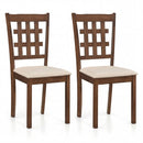 Set of 2 Wood Kitchen Chairs with Faux Leather Upholstered Seat