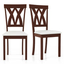 Set of 2 Wood Kitchen Chairs with Faux Leather Upholstered Seat
