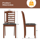 Set of 2 Wood Kitchen Chairs with Faux Leather Upholstered Seat-Black