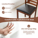 Set of 2 Wood Kitchen Chairs with Faux Leather Upholstered Seat-Black