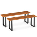 Acacia Wood Patio Bench Set of 2, 47.5" Outdoor Dining Bench by LJGDeals