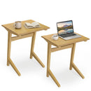 C-Shaped End Table Set of 2 with Wood Veneer Top by LJGDeals