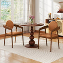 Set of 2 Wooden Dining Chair PU Leather Upholstered Armchairs-Brown by LJGDeals