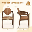 Set of 2 Wooden Dining Chair PU Leather Upholstered Armchairs-Brown by LJGDeals